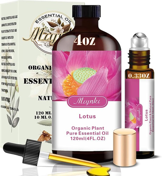Lotus Essential Oil – MLYNKL Lotus Oils 4.33 fl oz for Diffusers, Humidifiers, Massage, DIY Candles, Soap, Cleaning, Home, Yoga, Office, Gifts - 130 ml