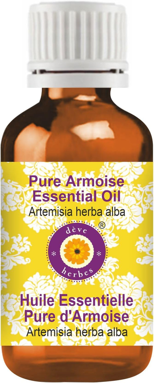 dève herbes Armoise Essential Oil (Artemisia herba alba) Pure | Non-Sticky | Non-Greasy | Lightweight | Men & Women | All Skin Types | Steam Distilled 10ml (0.33 oz)