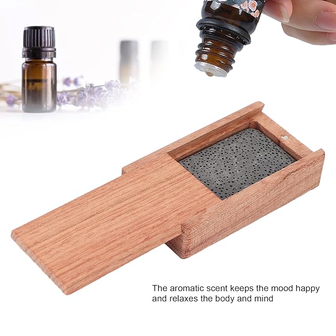 Wood Essential Oil Diffuser, Compact Portable Aromatherapy Diffuser for Home Office Car Travel, Ultrasonic Quiet Humidifier Air Vaporizer with Auto Shut-Off