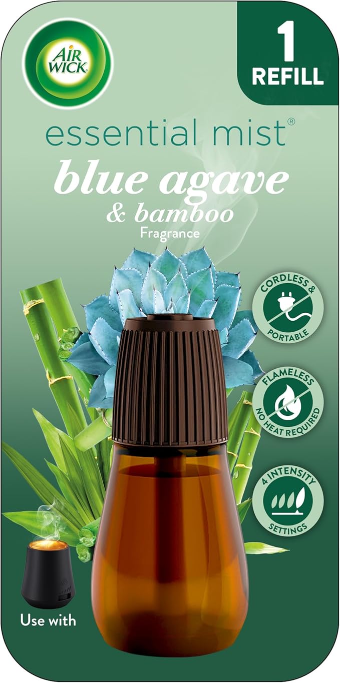 Air Wick Essential Mist Refill, 1 ct, Blue Agave and Bamboo, Essential Oils Diffuser, Air Freshener