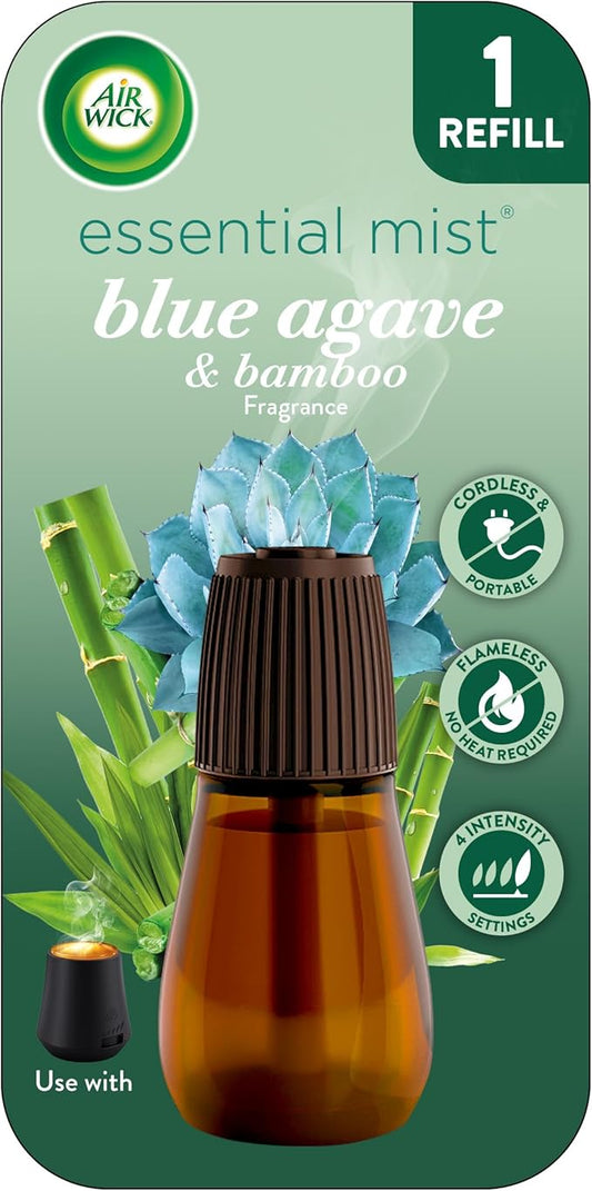 Air Wick Essential Mist Refill, 1 ct, Blue Agave and Bamboo, Essential Oils Diffuser, Air Freshener