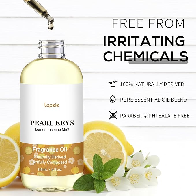 Lopeie Ritzy Luxury Hotel Diffuser Oil – Lemon Jasmine Mint for Ultrasonic & Waterless Diffusers – Long-Lasting Essential Oil, Air Freshener & Room Spray, 4.1 Fl Oz