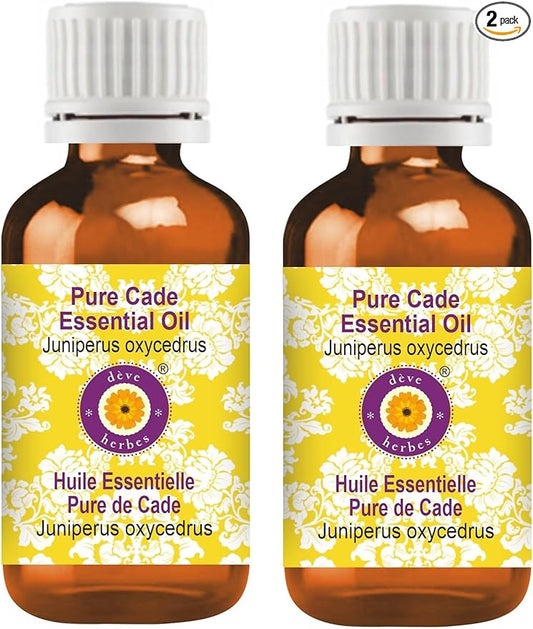 Deve Herbes Pure Cade Essential Oil (Juniperus oxycedrus) Steam Distilled (Pack of Two) 100ml X 2 (6.76 oz)
