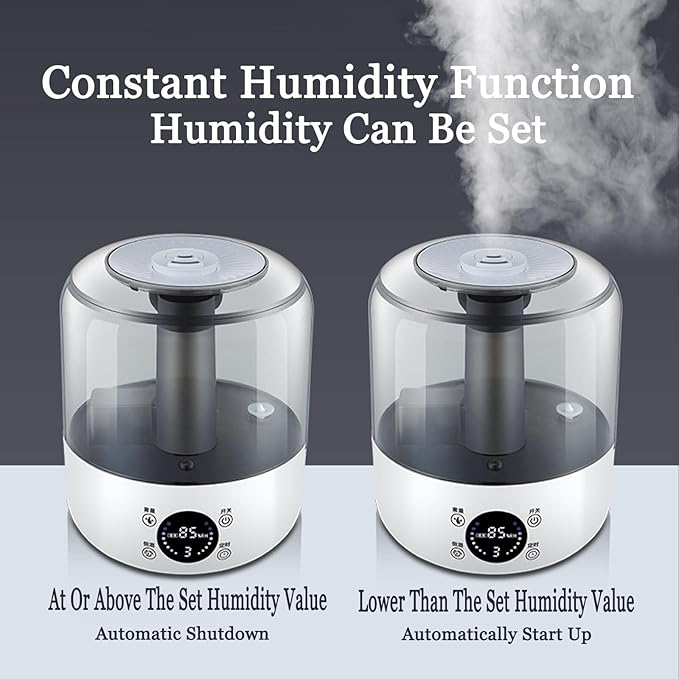 Ultrasonic Cool Mist Humidifier with Remote Control, 3L Capacity, Adjustable Mist, Safety Auto-Off Timer, 360° Double Nozzle, Mini Essential Oil Diffuser for Bedroom(Black)