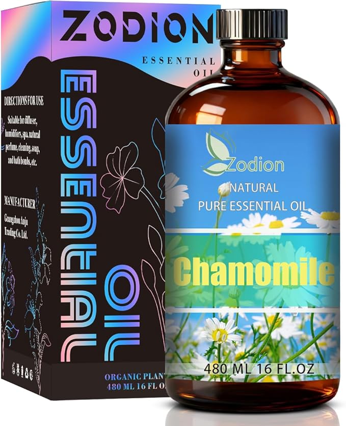 Chamomile Essential Oil, 16 fl oz (480ml) - ZODION Chamomile Fragrance Oil for Diffuser, Massage, Humidifier, DIY Candle, Soap Making, Home, Bath, Yoga