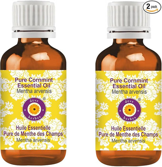 Deve Herbes Pure Cornmint Essential Oil (Mentha arvensis) Steam Distilled (Pack of Two) 100ml X 2 (6.76 oz)