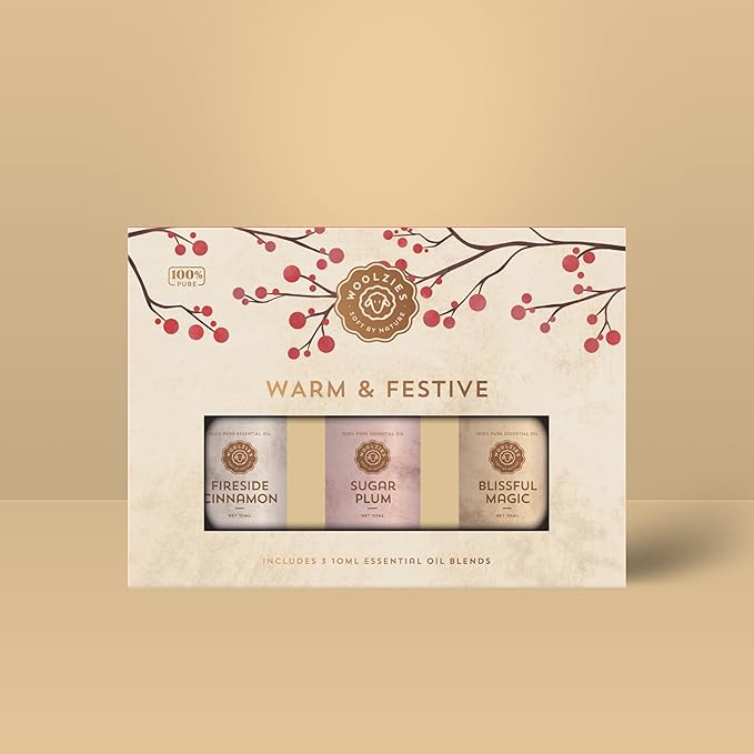 Holiday Essential Oil Set | Seasonal Essential Oils & Blends | Aromatherapy for Winter & Christmas | Perfect for Diffusers, Relaxation, and Holiday Gifts (3 Pack, Warm & Festive)
