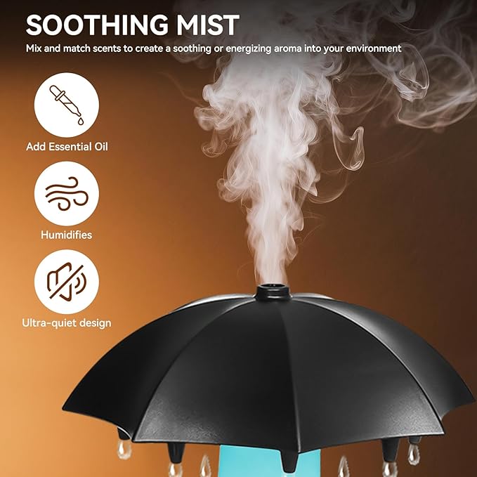 Missfly 300ml Cloud Shape Cool Mist Humidifier Diffuser, 360° Rotatable, Quiet Auto Safety Shutoff, Easy Refill Home Bedroom Office (Black)