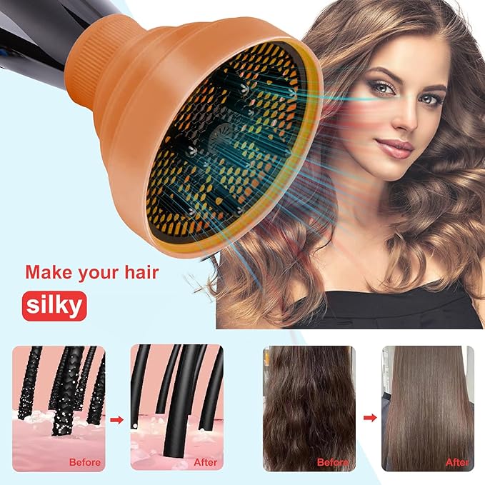 WAJIAYON Universal Collapsible Hair Dryer Diffuser Attachment-Foldable Portable Travel and Easy Storage Hair Diffuser Fit Most Hair Dryers with Nozzle Diameter D-1.575Inch to 1.968 Inch (4-5cm) - Glod