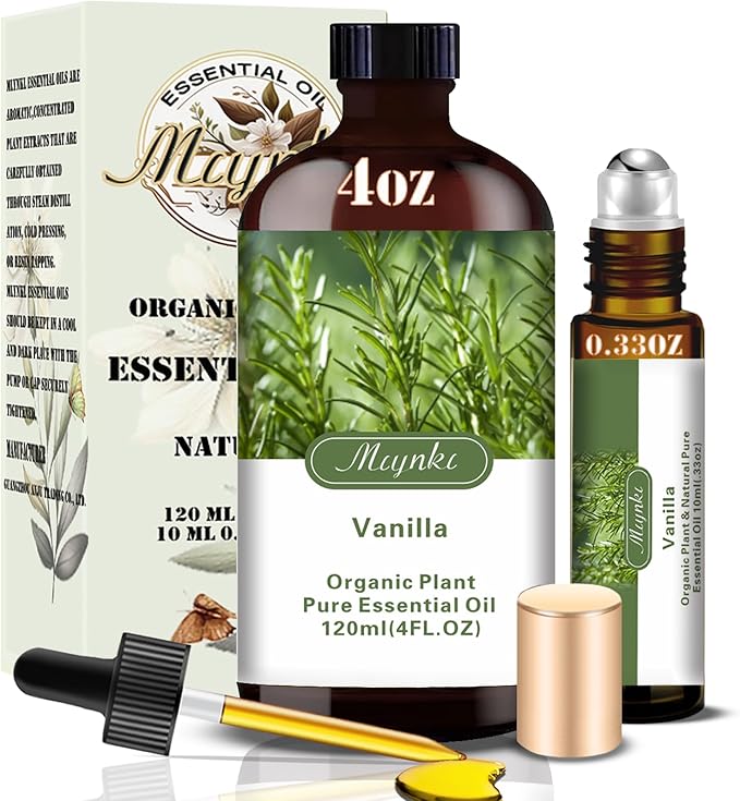 Vanilla Essential Oil – MLYNKL Vanilla Oils 4.33 fl oz for Diffusers, Humidifiers, Massage, DIY Candles, Soap, Cleaning, Home, Yoga, Office, Gifts - 130 ml