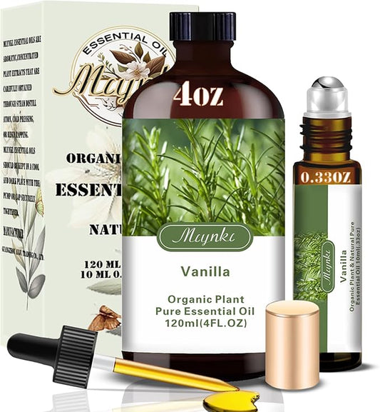 Vanilla Essential Oil – MLYNKL Vanilla Oils 4.33 fl oz for Diffusers, Humidifiers, Massage, DIY Candles, Soap, Cleaning, Home, Yoga, Office, Gifts - 130 ml