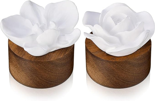 2 Pcs Ceramic Rose Diffuser Flower Passive Essential Oil Diffuser Flower Ceramic Aromatherapy Non Electric Battery for Home Office Tabletops Bathroom Decorative Birthday Ideal Gifts