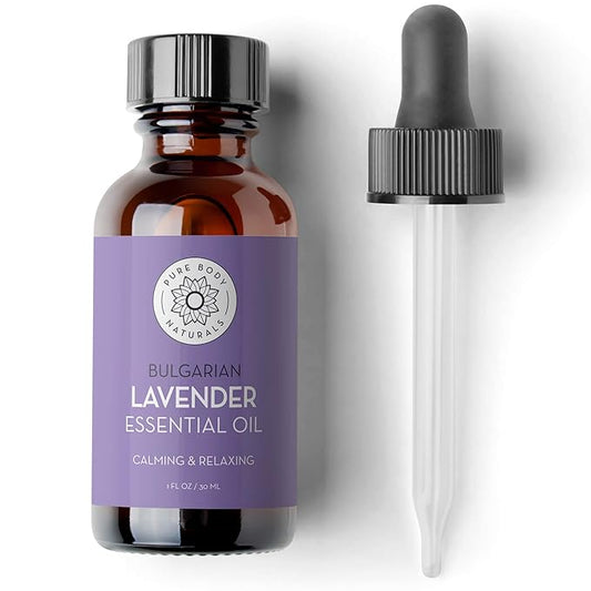 Pure Body Naturals Bulgarian Lavender Essential Oil by Pure Body Naturals, 1 Fluid Ounce - 100% Pure, Independently Tested, Therapeutic Grade Lavender Essential Oil for Diffuser Aromatherapy