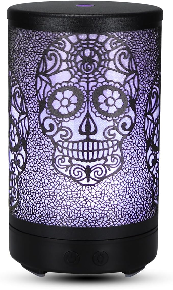 Skull Aromatherapy Diffuser, 100ML Essential Oil Diffuser Cool Mist Humidifier, with Remote Control Waterless Auto Off, for Bedroom, Office, Living Room (Black)