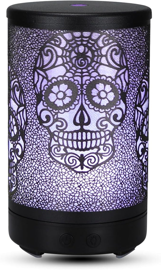 Skull Aromatherapy Diffuser, 100ML Essential Oil Diffuser Cool Mist Humidifier, with Remote Control Waterless Auto Off, for Bedroom, Office, Living Room (Black)