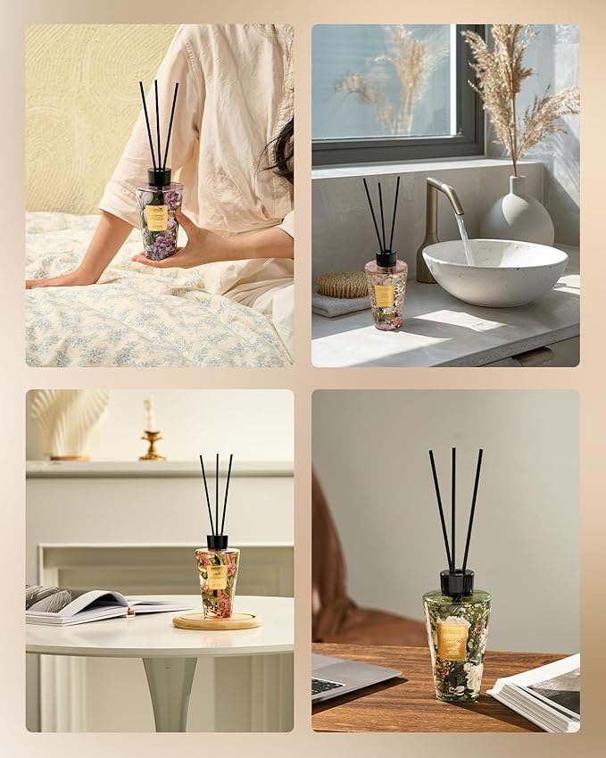 M&SENSE Strawberry Vanilla Scent Reed Diffuser Set - 8.79fl oz Home Fragrance Non-Toxic Essential Oil Diffuser with All Natural Sticks, Long Lasting Air Freshner Gifts for Housewarming Gift