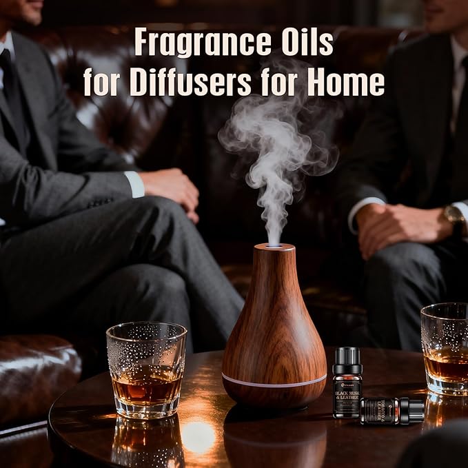 Men Essential Oils Set - | Leather, Sandalwood, Cologne, Smoke Tobacco Scents, Premium Fragrance Oils for Diffusers for Home, Candles & Aromatherapy Gifts for Him