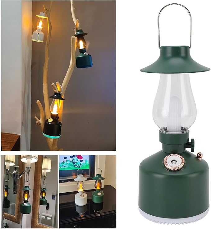 Vintage Humidifier, Essential Oil Diffuser, USB Rechargeable, Portable Lamp Humidifier, for Home Bedroom Camping (Green)