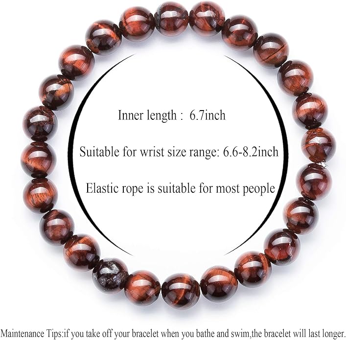 Hamoery Men Women 8mm Natural Stone Lava Rock Diffuser Bracelet Elastic Yoga Agate Beads Bracelet Bangle