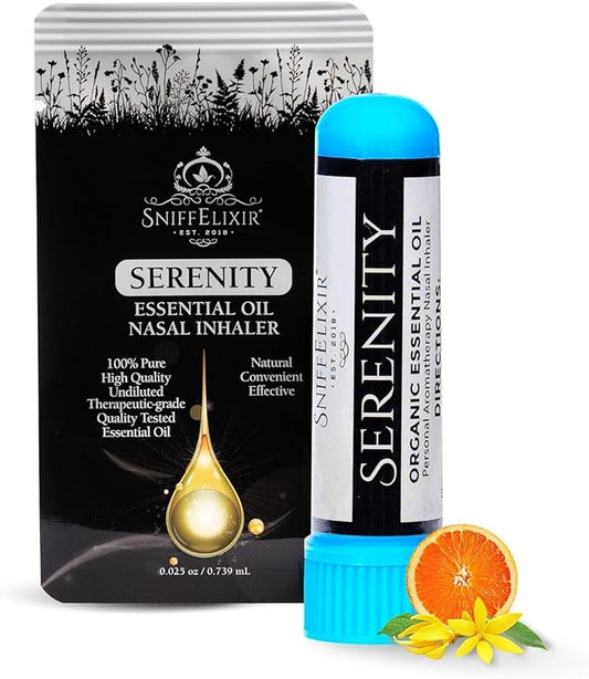 Serenity Stress Relief Aromatherapy Nasal Stick Vapor Inhaler for Calm, Self Care, USA Made with Organic Citrus Essential Oils, Stress Reliever Gift