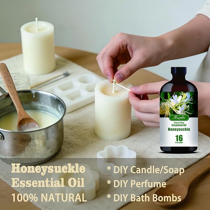 Honeysuckle Essential Oil – MLYNKL Honeysuckle Oils 16.33 fl oz for Diffusers, Humidifiers, Massage, DIY Candles, Soap, Cleaning, Home, Yoga, Office, Gifts - 490 ml