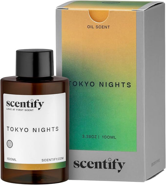 Scentify Tokyo Nights Aroma Oil Refill for Diffusers – Bergamot, Grapefruit & Sandalwood, Amber Woods – Luxury Aromatherapy Fragrance – 100ml / 3.38oz