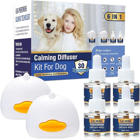 Dog Calming Pheromones Diffuser Kit for Anxiety Relief Reduce Aggression Fighting Barking Stress 6 in 1
