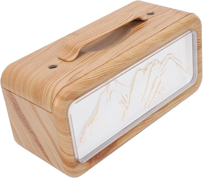600ml Essential Oil Diffuser, Dual Spray Mountain Aromatherapy Diffuser Cool Mist Humidifier with Light, Essential Oil Scent for Home Bedroom (Dark Wood Grain)