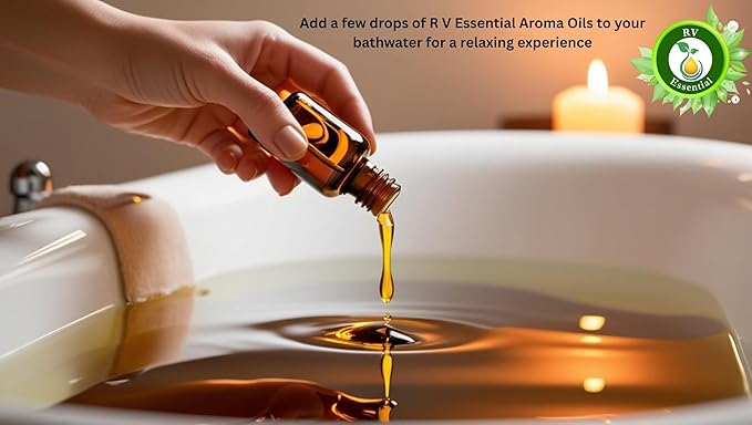 R V Essential Pack of 6 Aroma Oil Set Rose Jasmine Musk Sandalwood Lemongrass Vanilla 100% Pure Natural for Aromatherapy Spa Relaxation Skin Hair Candle Diffuser Gift Set DIY Blends 10ml (0.338oz)