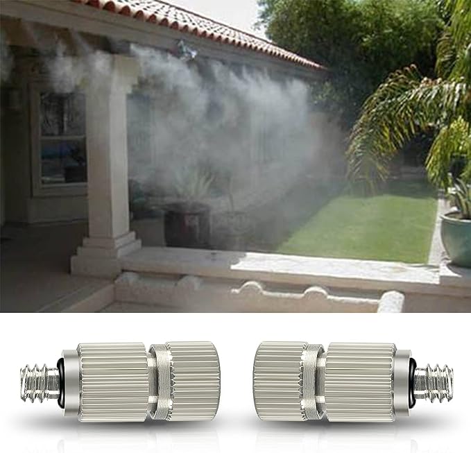 High Pressure Outdoor Anti-drip Fogging Spray Head Outdoor Cooling Misting System Nozzle, UNC 10/24 Stainless Steel Misting Nozzles 0.012" Orifice (0.3mm), Silver Tone,15 Pcs