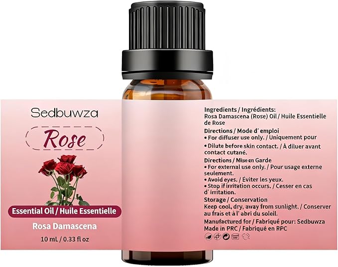 Sedbuwza Rose Lavender Essential Oil Set, Rose Fragrance Oil Lavender Scent Oil Set for Diffuser, Aromatherapy, Massage, Soap, Candle Making 2 x 10 ml