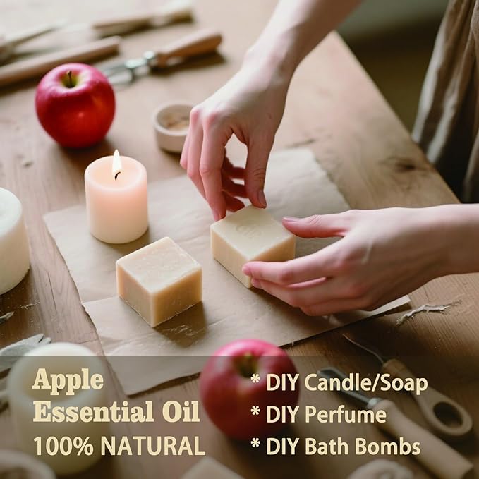 Apple Essential Oil – MLYNKL Apple Oils 4.33 fl oz for Diffusers, Humidifiers, Massage, DIY Candles, Soap, Cleaning, Home, Yoga, Office, Gifts - 130 ml