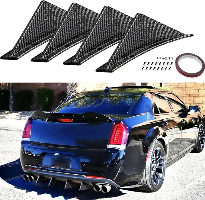 4pcs Car Rear Lower Bumper Wing Lip Diffuser, Anti-Crash Accessories Spoiler Shark Fin Protector, Rear Bumper Splitter Lip Wing with Screw, Universal Auto Decoration for Car SUV Truck