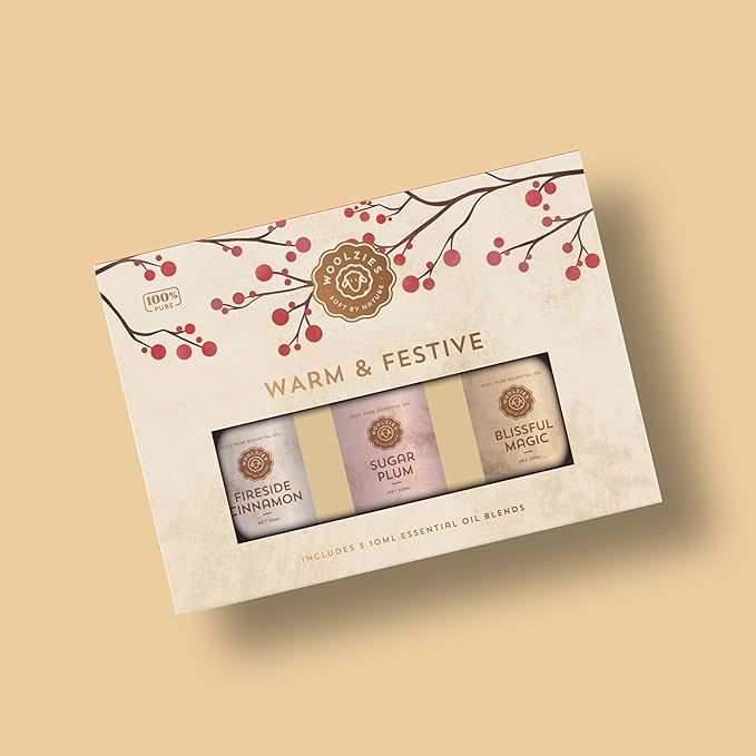 Holiday Essential Oil Set | Seasonal Essential Oils & Blends | Aromatherapy for Winter & Christmas | Perfect for Diffusers, Relaxation, and Holiday Gifts (3 Pack, Warm & Festive)