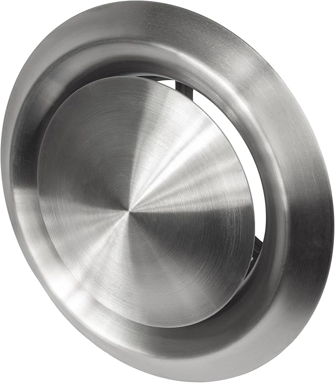 Repa Market ø4" Inch Stainless Steel Universal Diffuser - Adjustable Valve - Optimal Airflow - Air Intake, Exhaust Duct Ventilation - Round Metal Soffit Vent Grille Cover - Home Office, Wall Ceiling