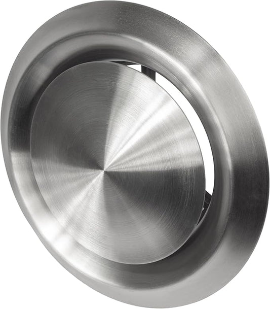 Repa Market ø4" Inch Stainless Steel Universal Diffuser - Adjustable Valve - Optimal Airflow - Air Intake, Exhaust Duct Ventilation - Round Metal Soffit Vent Grille Cover - Home Office, Wall Ceiling