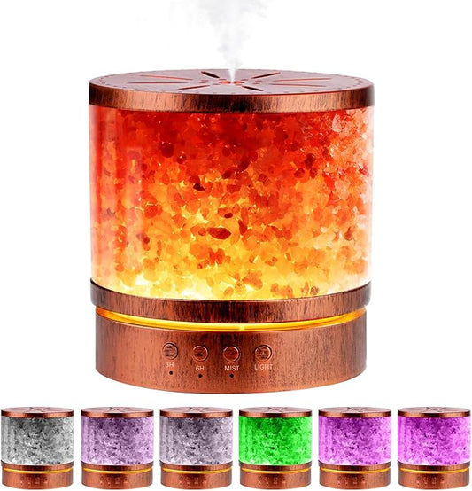 Essential Oil Diffuser Himalayan Salt Lamp Combo 400ml Ultrasonic Cool Mist with 7 Color Changing LED Perfect for Large Rooms Aromatherapy Diffuser Ideal Gift for Moms, Women, and Birthdays
