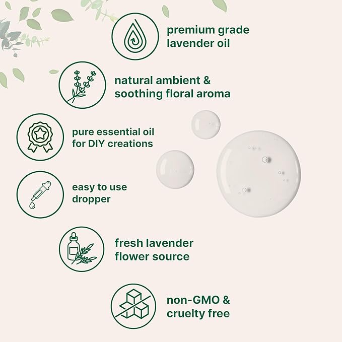 Micro Ingredients Pure Lavender Essential Oil, 8 fl oz | Premium Grade Liquid Drops | DIY for Natural Aromatherapy, Soap, Lotion, Diffuser, Candles, Body & Scalp Massages | Soothing Floral Aroma