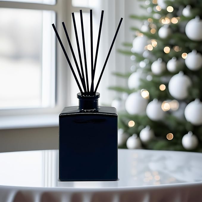 Urban Naturals BlackBerry Vanilla Reed Diffuser Set – Ripe Blackberries, Warm Vanilla & Patchouli – 5 Ounce Sleek Black Rectangular Refillable Glass Bottle – Made in the USA