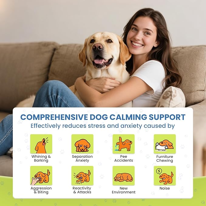 Dog Calming Diffuser, 4 in 1 Puppy Pheromones Calming Diffuser, Relaxing Pheromone for Dogs Relief Stress Anxiety Reduce Aggression Barking, Help Train Dog to Pee, 1 Diffuser 3 Refill(48ml)
