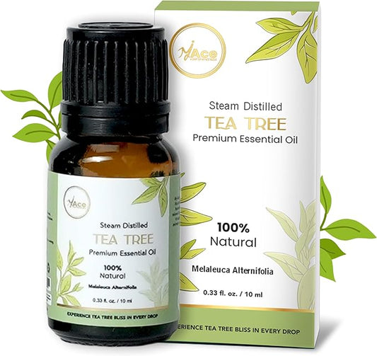 My Ace Tea Tree Essential Oil – 100% Pure & Natural, Premium Therapeutic Grade Oil for Face, Skin, Hair, Scalp, Diffuser & Aromatherapy – 0.33 fl oz with Dropper