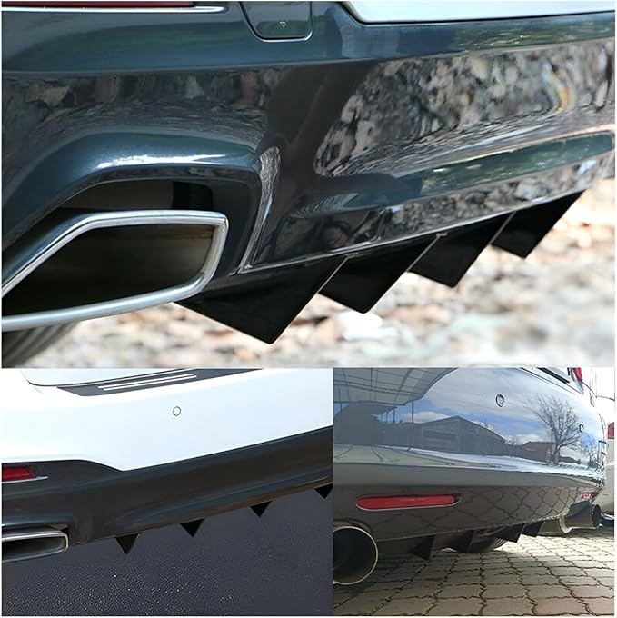 4pcs Car Rear Lower Bumper Wing Lip Diffuser, Anti-Crash Accessories Spoiler Shark Fin Protector, Rear Bumper Splitter Lip Wing with Screw, Universal Auto Decoration for Car SUV Truck