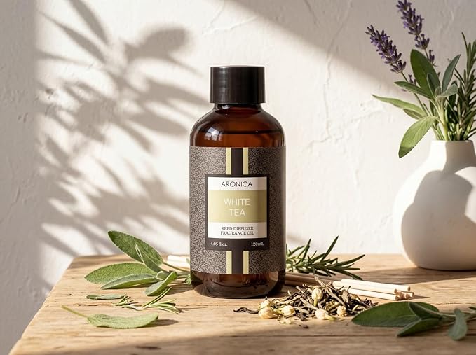 Aronica Diffuser Refill 120ml_White Tea_Floral Gardenia Scent Oil for Home, Hotel Air Essential Oils Scents