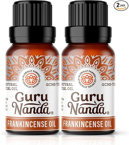 GuruNanda Frankincense Essential Oil, 100% Pure, Natural and Undiluted Diffuser Oil for Aromatherapy, Massages & DIY Recipies, Promotes Comfort & Supports Radiant-Looking Skin (2X0.5 fl Oz)