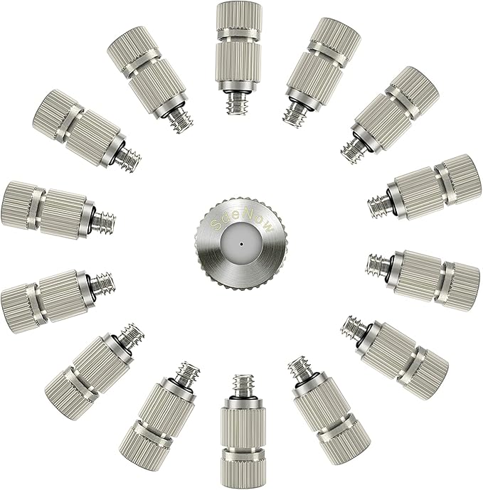 High Pressure Outdoor Anti-drip Fogging Spray Head Outdoor Cooling Misting System Nozzle, UNC 10/24 Stainless Steel Misting Nozzles 0.012" Orifice (0.3mm), Silver Tone,15 Pcs