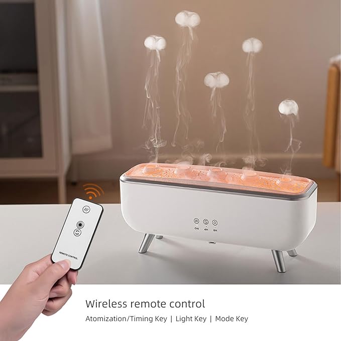 Aromatherapy Diffuser & Essential Oil Diffuser Humidifier with 5 Nozzles, Jellyfish Mist Design, 7-Color Gradient LED Lights, Remote Control, 300mL Water Tank for Home/Office