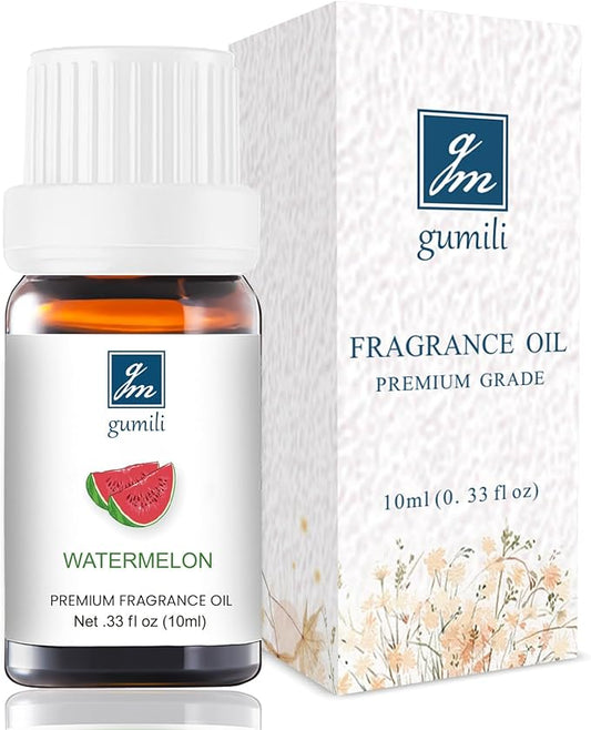 GM Gumili Watermelon Essential Oil - Pure Organic Scent for for Aromatherapy, Diffusers, Spray, Skin & Hair Care, Massage, DIY Candles & Soap, Perfume - Fruity Fragrance, 10mL