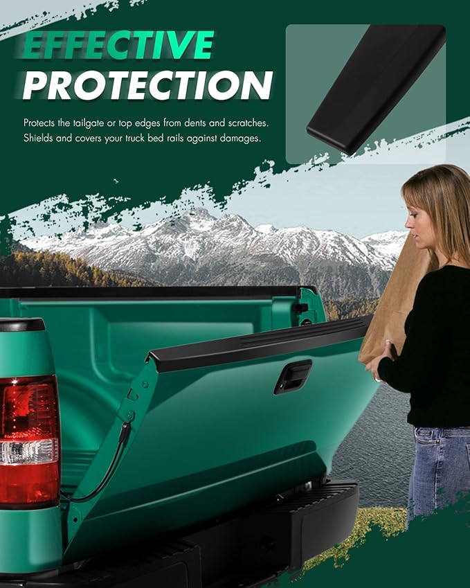 SCITOO 1PC Tailgate Molding Cap 2009-2018 for Dodge for Ram Pickup Accessories Matte Black Top Rear Tailgate Moulding Trim