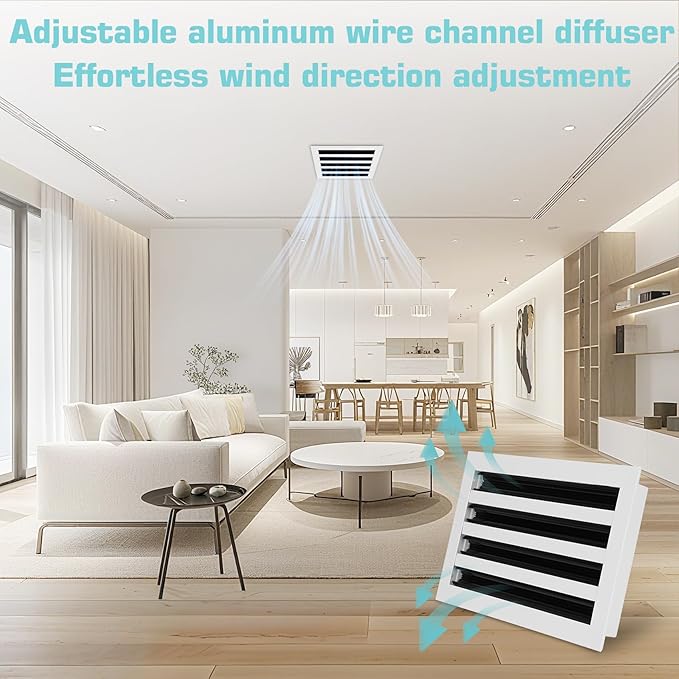 12x6 Modern AC Vent Cover 2Pack (Duct Opening Cutout), Decorative White Air Vent, All Aluminium Standard Linear Slot Diffuser, Low Noise - Register Grille for Ceiling, Walls & Floors