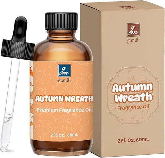 GM Gumili Autumn Wreath Fragrance Oil 2 Oz, Natural Scent Oil for Home Essential Oils Diffuser, Candle Making, Soap Making, DIY Body Oils, Perfume, Body Mist, Spray - Fall Scent